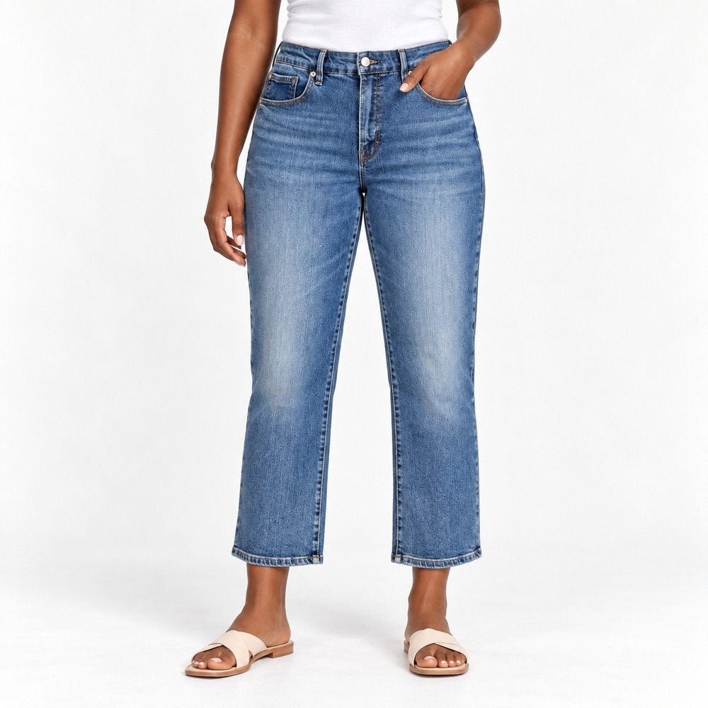 Good American Good Boy Crop Flare Jeans Womens 12 31 Blue Mid Rise Stretch